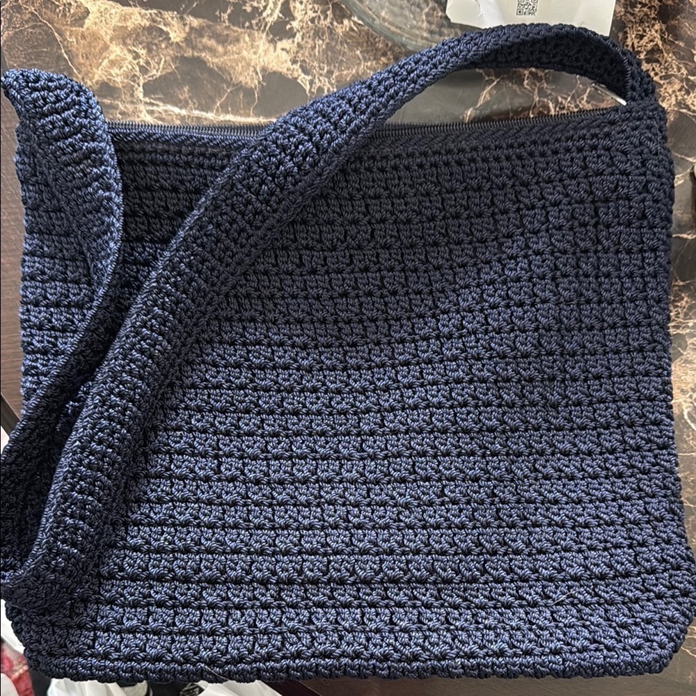 The Sak Navy Blue Crochet Shoulder Bag